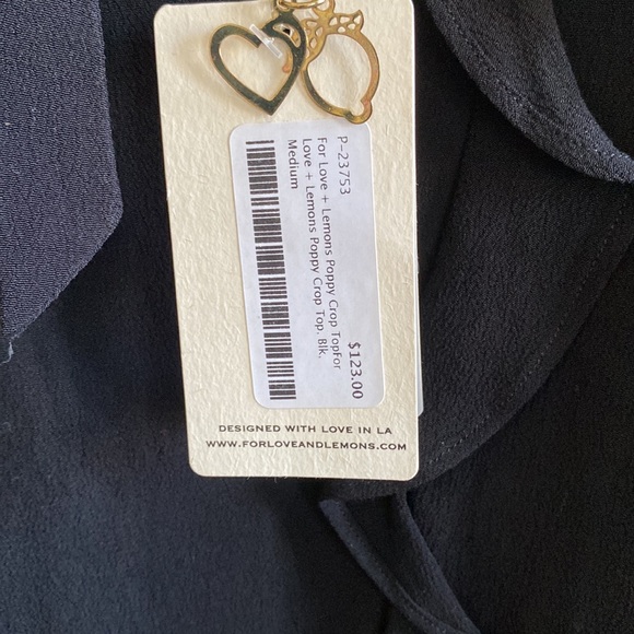 NWT For Love & Lemons Revolve 🔥 Poppy Ruffle Cropped Top Black Sz M - Picture 8 of 12